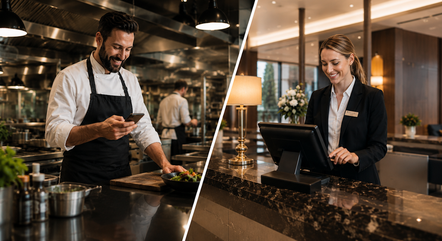 Küchenchef und Restaurantleiterin – beide nutzen tipgood